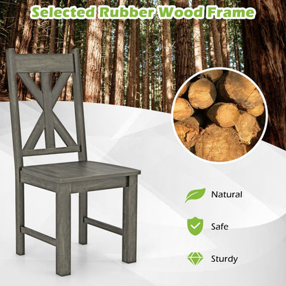 Wooden Dining Chairs Set of 4 with Rubber Wood Frame and Elegant Hollowed Backrest