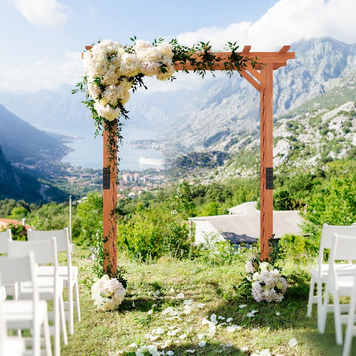 Wooden Garden Arch for Party Ceremony Wedding Backyard Lawn