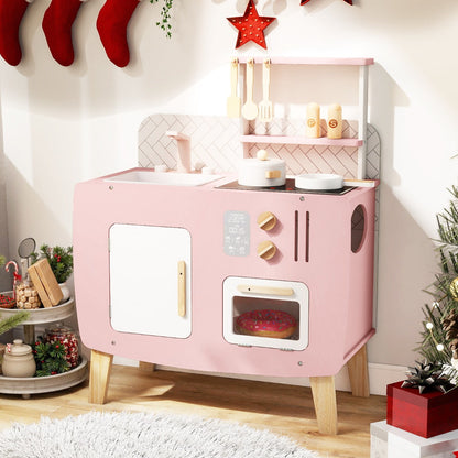 Wooden Kitchen Playset with Stoves and Cookware Accessories
