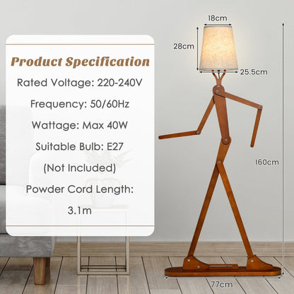 Wooden Floor Lamp with Adjustable Joints and Changeable Shape