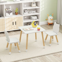 Wooden Toddler Desk and Chair Set for Classroom-White
