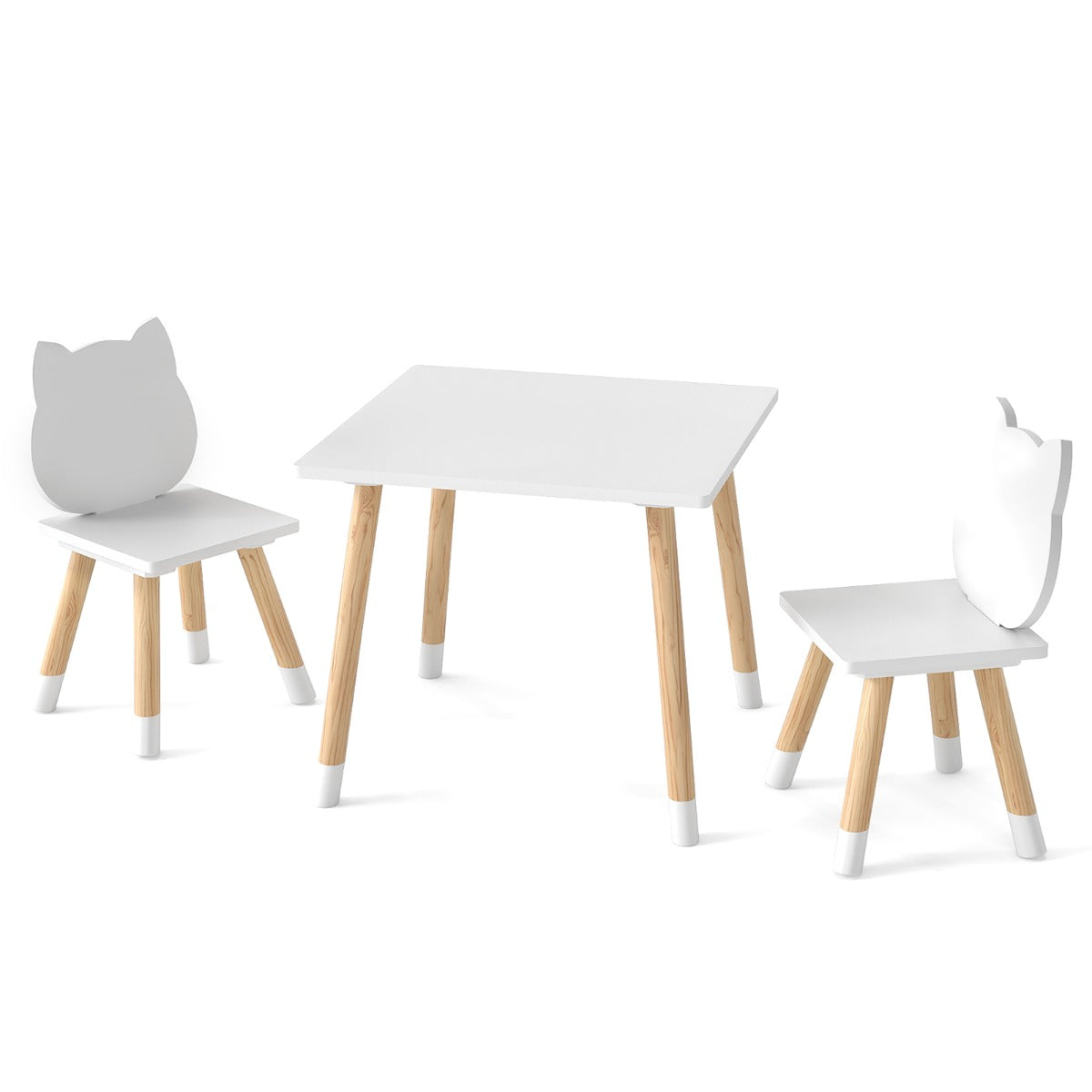 Wooden Toddler Desk and Chair Set for Classroom-White