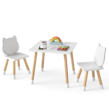 Wooden Toddler Desk and Chair Set for Classroom-White