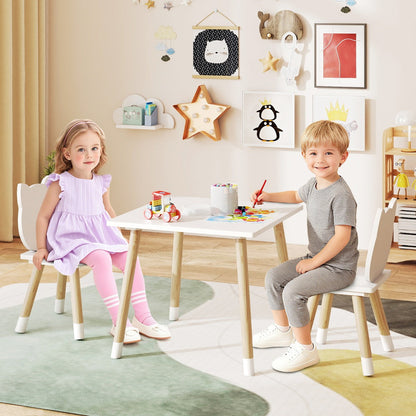 Wooden Toddler Desk and Chair Set for Classroom-White