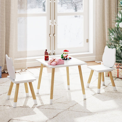 Wooden Toddler Desk and Chair Set for Classroom-White