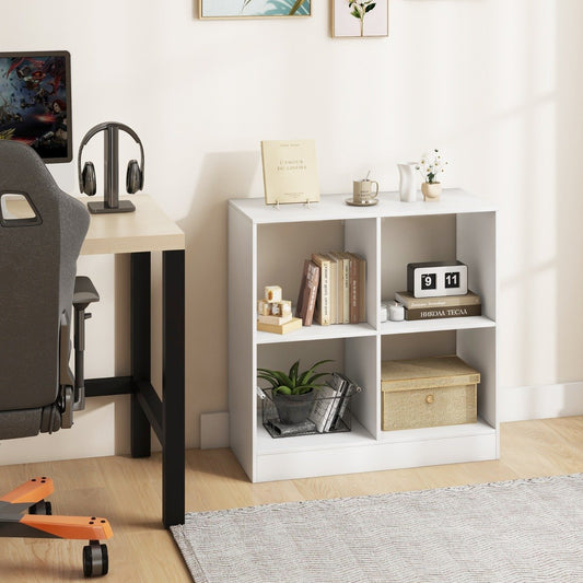 4-cube Wooden Storage Cabinet with Anti-Toppling Device -White