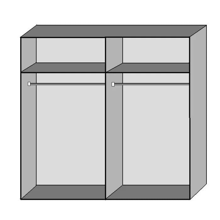 Sliding Wardrobe - ANVAST 2 Door Mirrored Wardrobe Grey 180cm