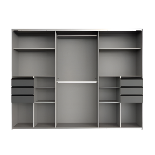 Sliding Wardrobe - SOGO 3 Door Mirrored Wardrobe Oak with Black 270cm