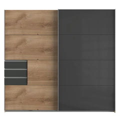 Sliding Wardrobe SOGO 2 Door Wardrobe Oak with Black 225cm