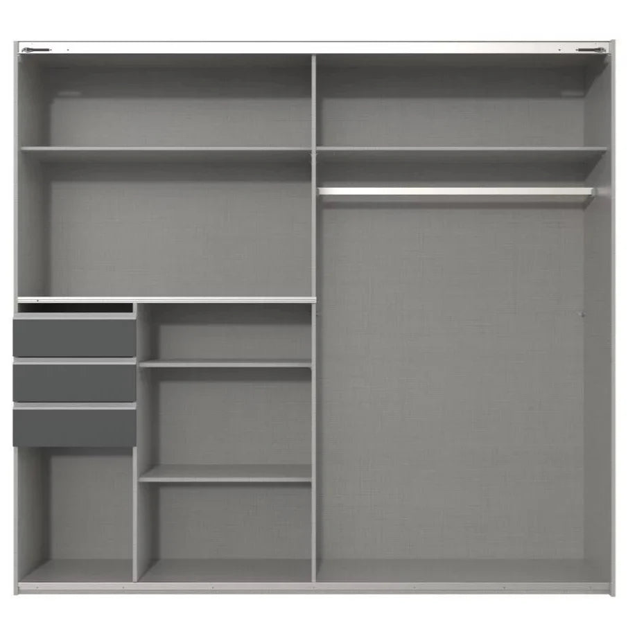 Sliding Wardrobe SOGO 2 Door Mirrored Wardrobe Graphite 225cm