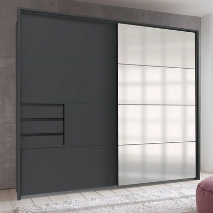 Sliding Wardrobe SOGO 2 Door Mirrored Wardrobe Graphite 225cm