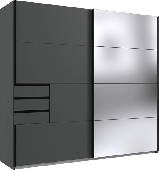 Sliding Wardrobe SOGO 2 Door Mirrored Wardrobe Graphite 225cm