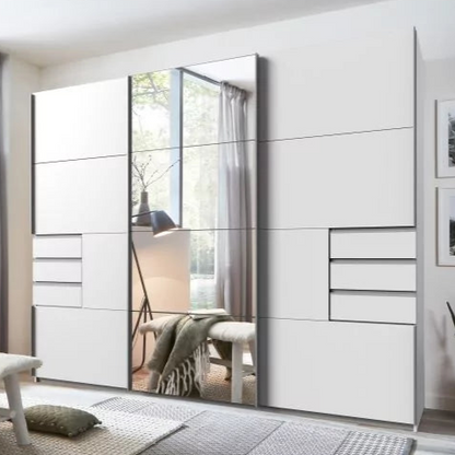 Sliding Wardrobe SOGO 3 Door Mirrored Wardrobe White 270cm