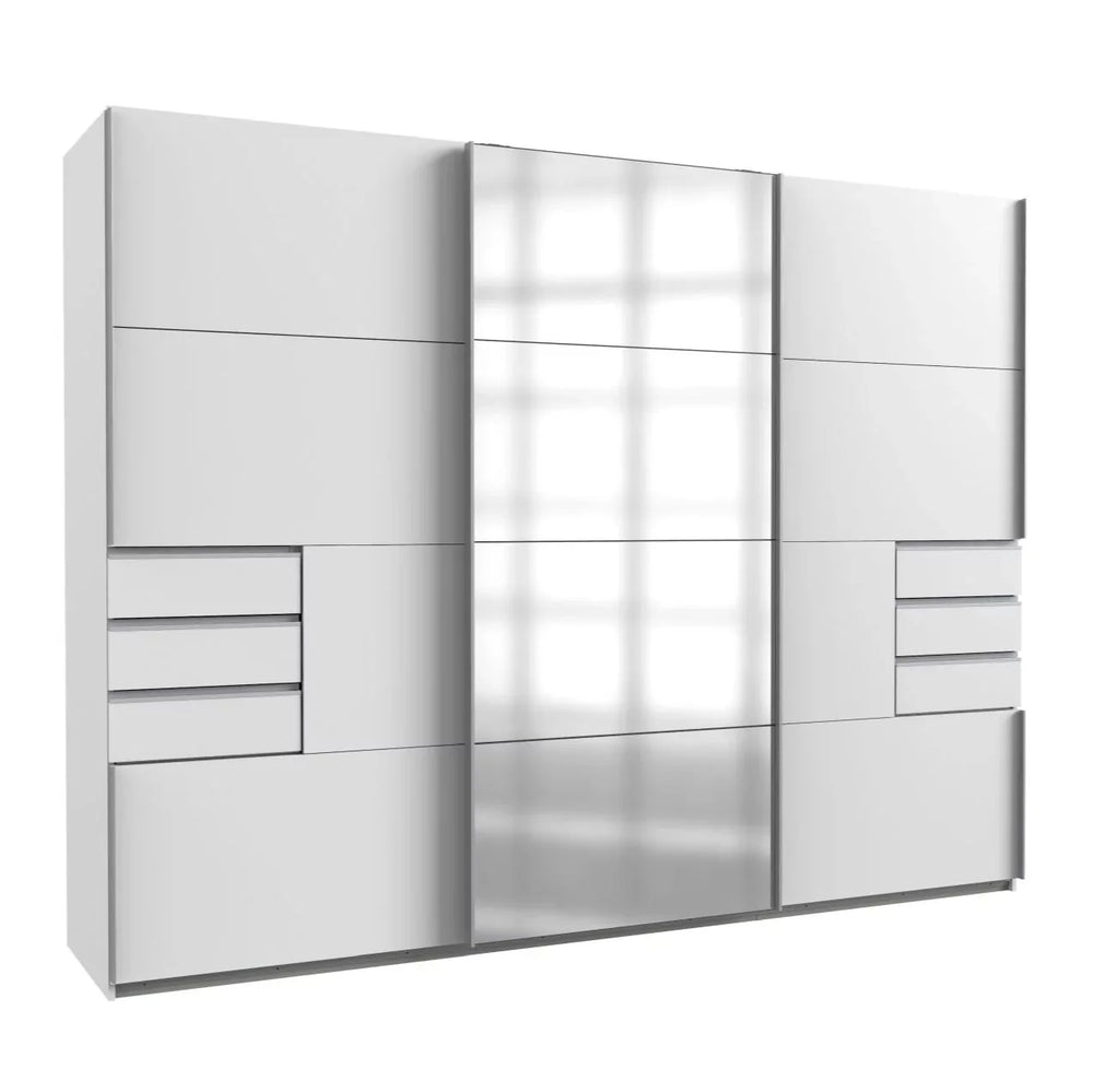 Sliding Wardrobe SOGO 3 Door Mirrored Wardrobe White 270cm