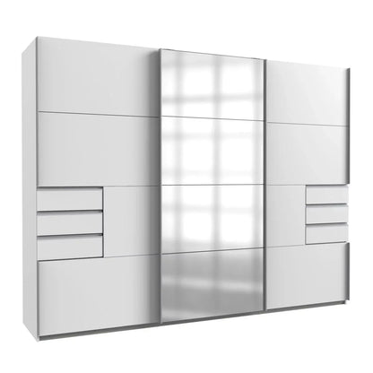Sliding Wardrobe SOGO 3 Door Mirrored Wardrobe White 270cm