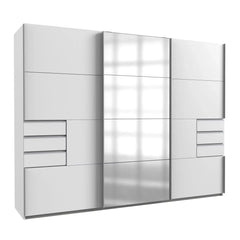 Sliding Wardrobe SOGO 3 Door Mirrored Wardrobe White 270cm