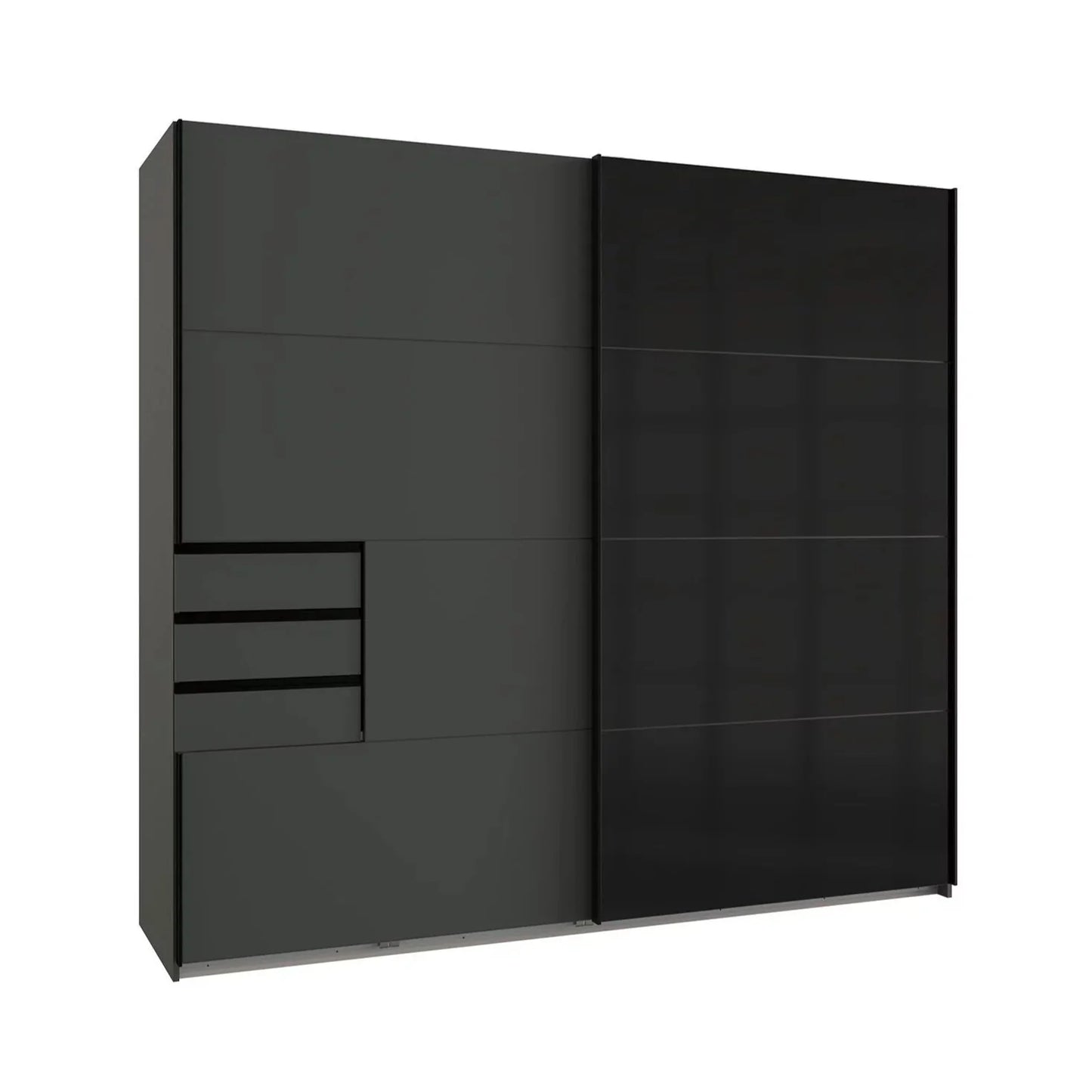 Sliding Wardrobe SOGO 2 Door Wardrobe Graphite with Black 225cm