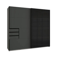 Sliding Wardrobe SOGO 2 Door Wardrobe Graphite with Black 225cm