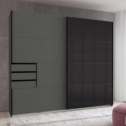 Sliding Wardrobe SOGO 2 Door Wardrobe Graphite with Black 225cm