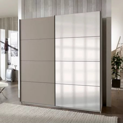 Sliding Wardrobe ANVAST 2 Door Mirrored Wardrobe Grey 225cm