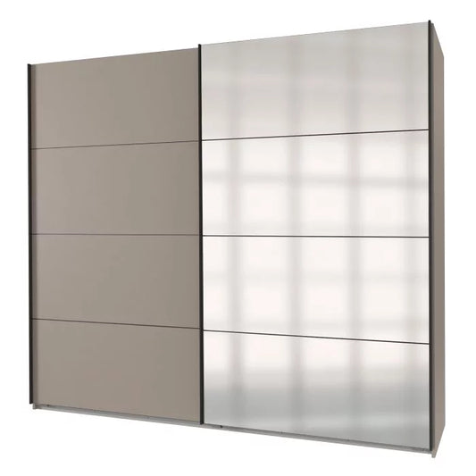 Sliding Wardrobe - ANVAST 2 Door Mirrored Wardrobe Grey 180cm
