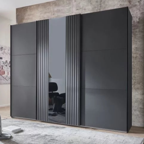 Sliding Wardrobe - ATLANTIC 3 Door Wardrobe Black 250cm