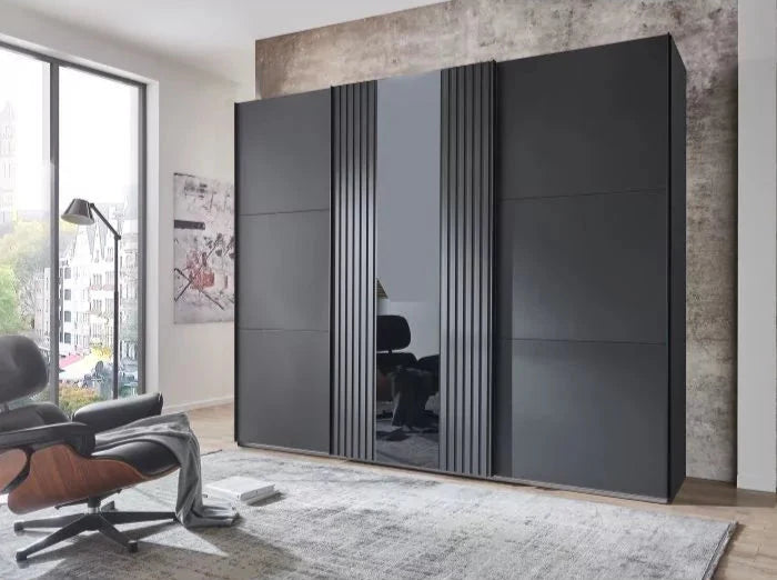 Sliding Wardrobe - ATLANTIC 3 Door Wardrobe Black 250cm