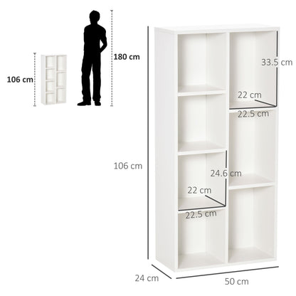 HOMCOM Seven-Cube Bookcase - White Wood Effect