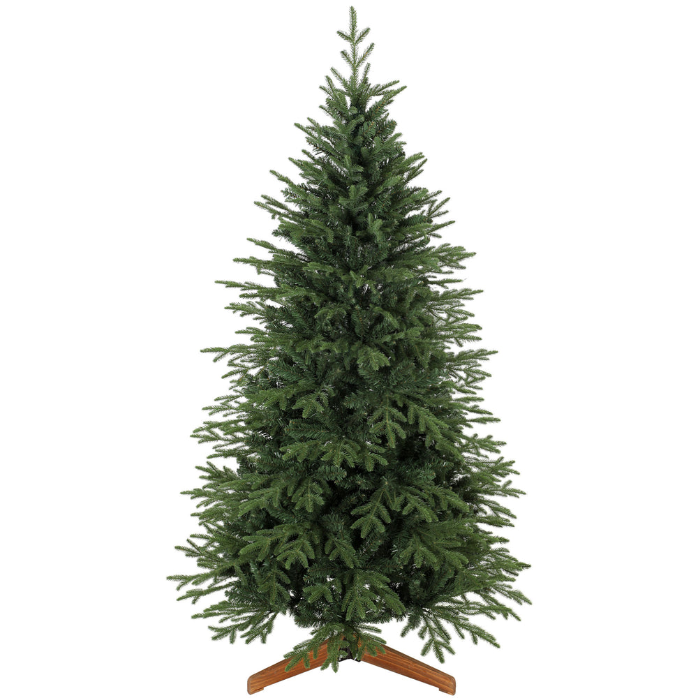 HOMCOM 180 cm Artificial Christmas Tree Full Hinged Xmas Tree Solid Pine Wood Stand, Green