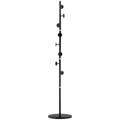 HOMCOM Coat Rack Free Standing Hall Tree with 8 Round Disc Hooks for Clothes, Hats,Purses, Steel Entryway Coat Stand with Marble Base for Entryway, Living Room, Bedroom, Black