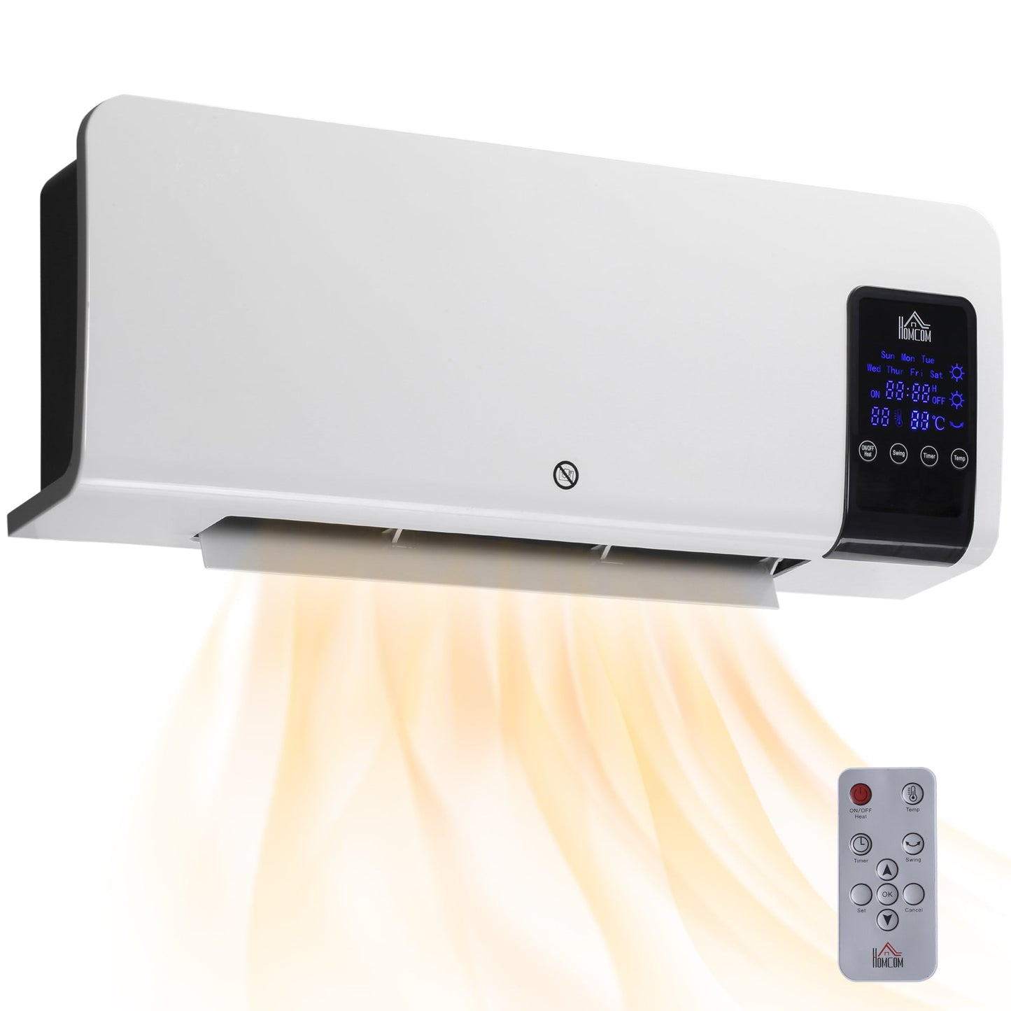 HOMCOM 2000W Wall-Mounted Heater, 18-45Â°C Temperature, White
