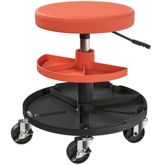 HOMCOM Rolling Mechanic Stool, 135kg Capacity Workshop Stool, 360 Swivel Roller Padded Creeper Seat with Wheels, Tool Trays Storage for Garage, Shop, Auto Repair, Yellow