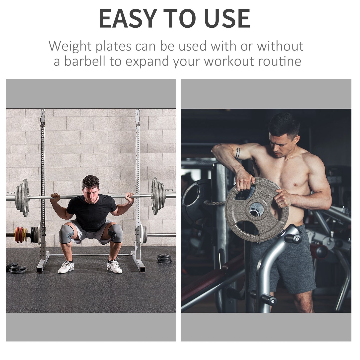 HOMCOM Set of 4 Weight Plate for 2 inch/5cm hole Dumbbell Handle Bar 15kg Dumbbell Plates Barbell Weight 2 x 5kg, 2 x 2.5kg