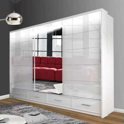 Mendeley Large High Gloss Sliding Wardrobe - White