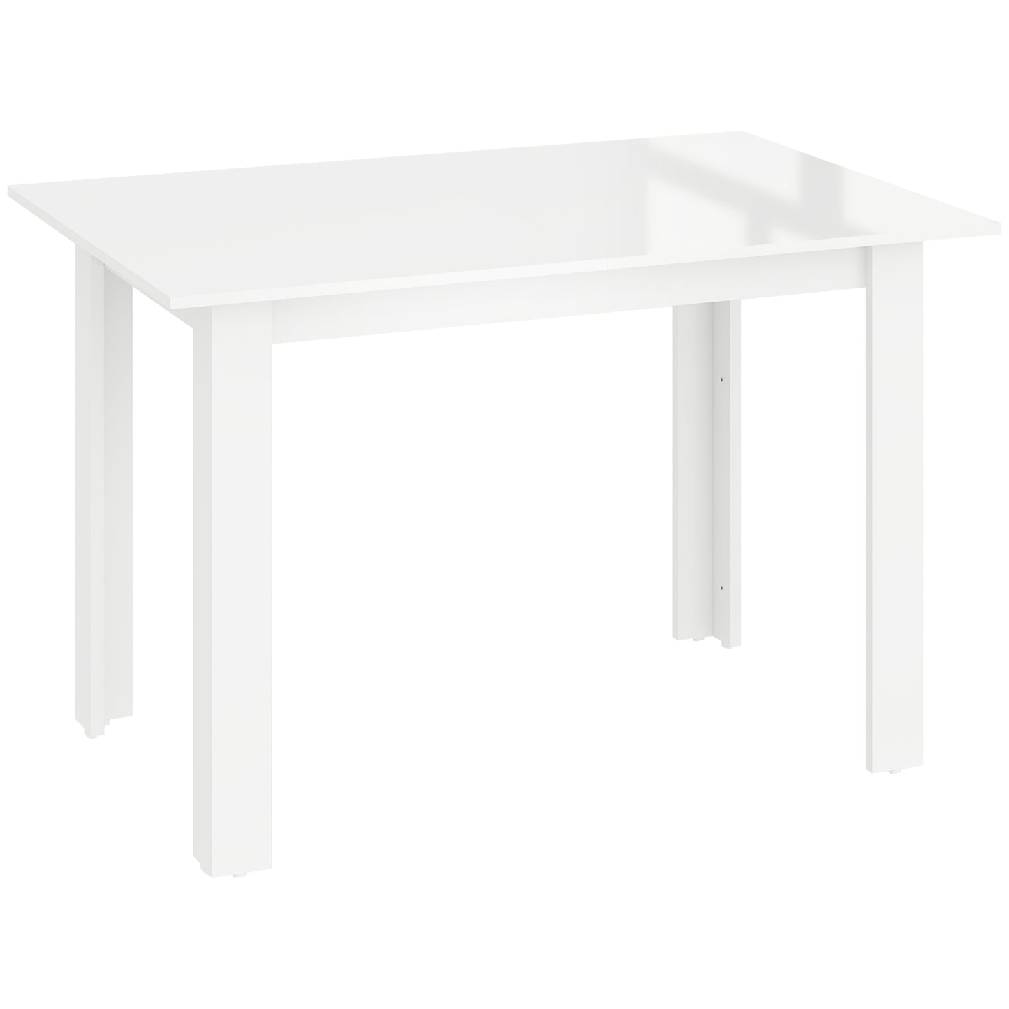 HOMCOM Extending Six-Person High Gloss Dining Table - White