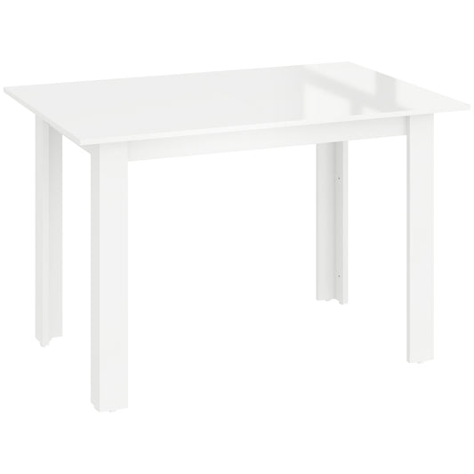HOMCOM Extending Six-Person High Gloss Dining Table - White