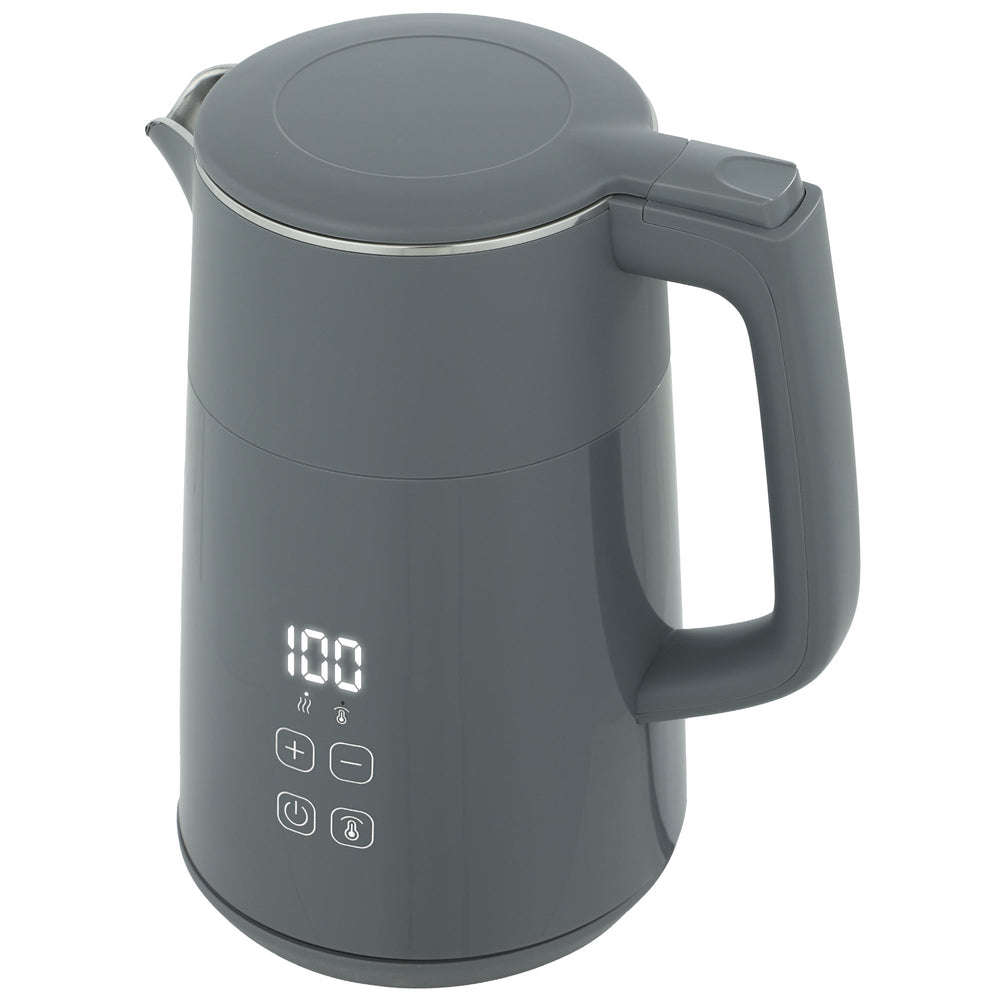 HOMCOM Electric Kettle, 1.7L Fast Boil 3kW Water Kettle with UK Strix Thermostat, LED Display, Keep Warm Function, Grey