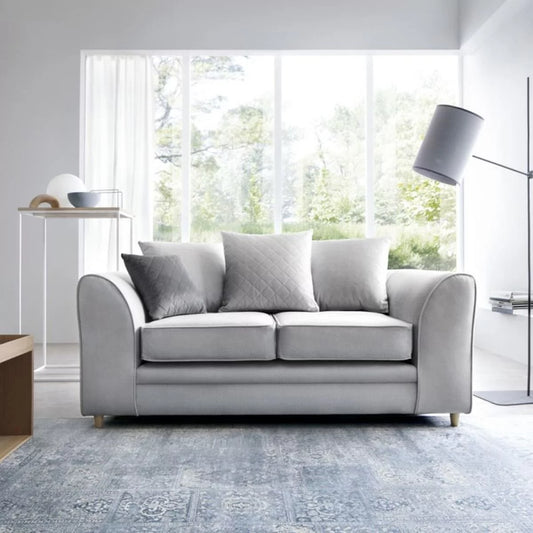 Chic Velvet 2 Seater Sofa - Light Grey