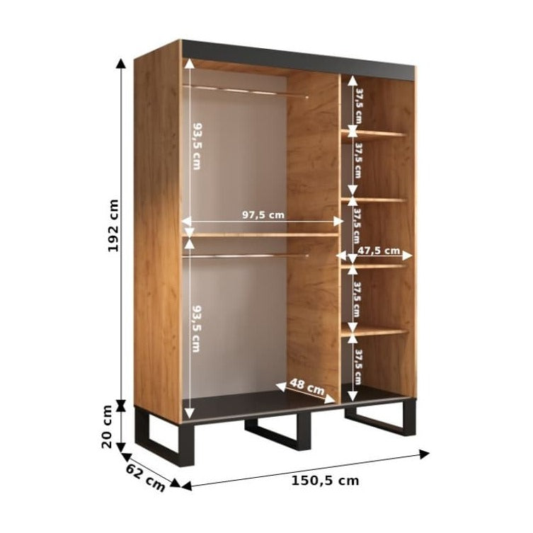 Loft V1 Sliding Door Wardrobe 150cm