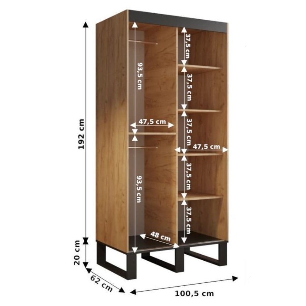 Loft V1 Sliding Door Wardrobe 100cm