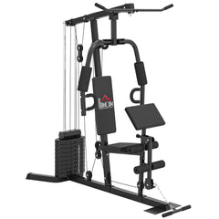 HOMCOM Multi-Exercise Gym Station, with 45kg Weight Stack, for Full Body Workout
