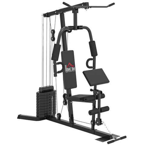 HOMCOM Multi-Exercise Gym Station, with 45kg Weight Stack, for Full Body Workout