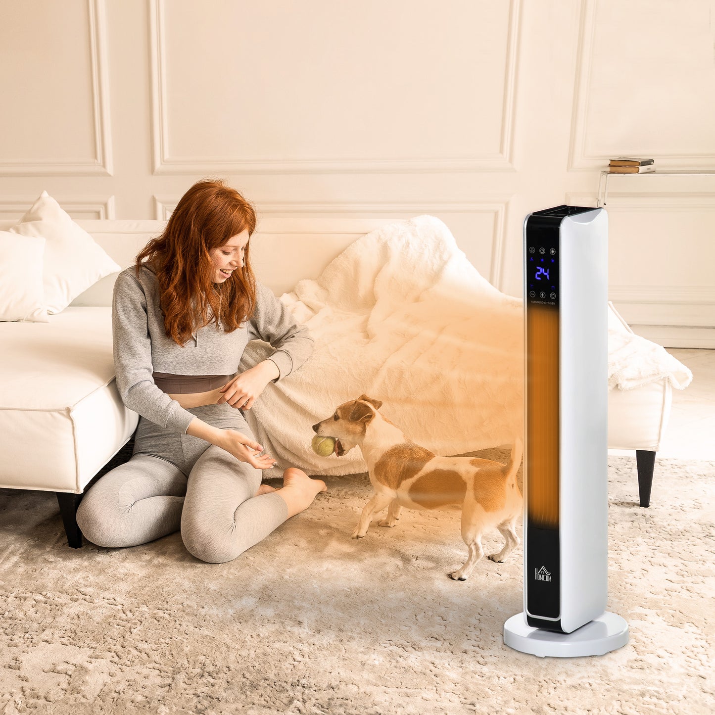 HOMCOM 1100W/2200W Space Heater with 65Â° Oscillation, Electric Heater with 2 Heat and Fan, 8-Hour Timer, Overheat & Tip Over Protection for Bedroom, 29 inch