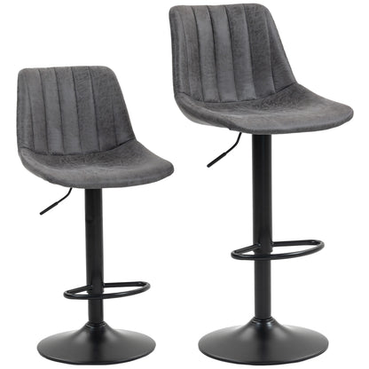 HOMCOM Set of 2 Leathaire Tub Bar Stools - Charcoal Grey