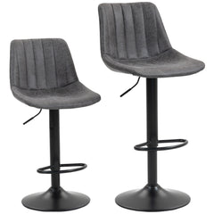 HOMCOM Set of 2 Leathaire Tub Bar Stools - Charcoal Grey