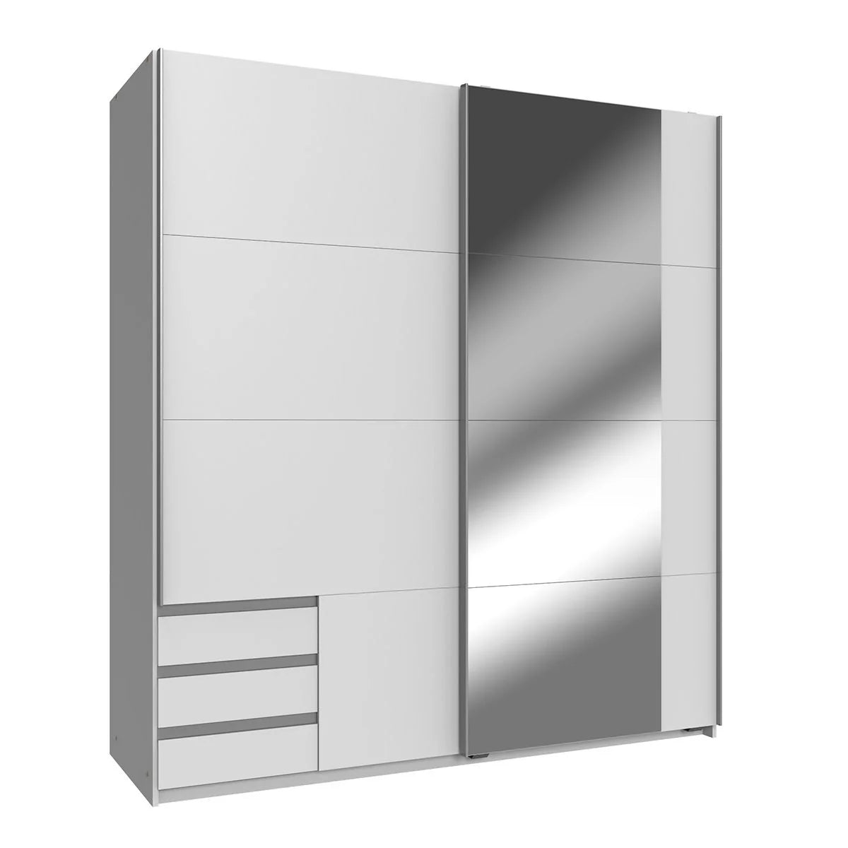 Amber Mirrored Sliding Wardrobe - White