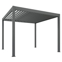 Outsunny 3 x 3(m) Electric Louvered Pergola with LED Lights, Aluminium Pergola Hardtop Gazebo with Remote, Adjustable Roof and Drainage System, Water and UV Proof