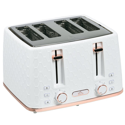 HOMCOM Four-Slice Honeycomb Toaster - White