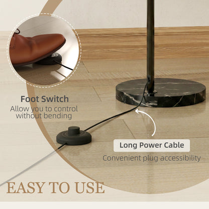 HOMCOM Floor Lamp for Living Room, Modern Standing Lamp with Shade & Foot Switch for Bedroom, Office, Black