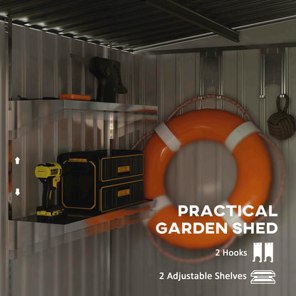 Outsunny 7 x 5ft Galvanised Metal Shed, with Sliding Door - White